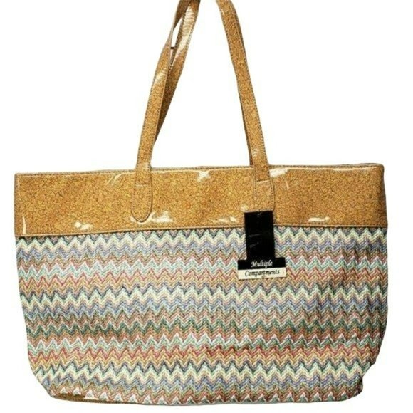 Cato Woman's Chevron Summer Beach‎ Big Bag Tote Carry All Purse - Picture 1 of 6